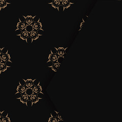 Fototapeta premium Black color brochure with mandala brown ornament for your design.