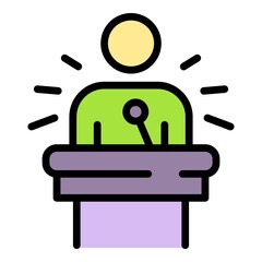 Internship speech icon. Outline internship speech vector icon color flat isolated