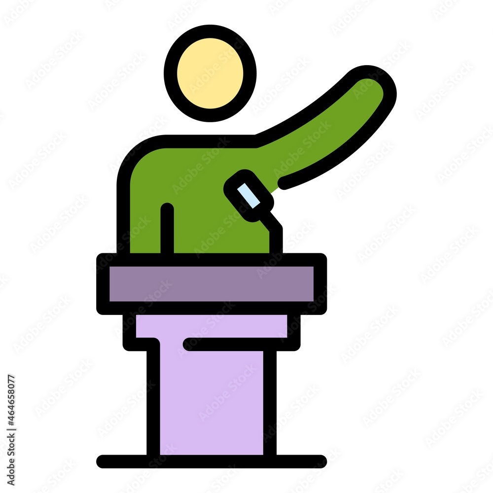Poster course speaker icon. outline course speaker vector icon color flat isolated