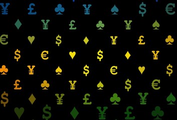 Dark yellow, orange vector texture with playing cards.