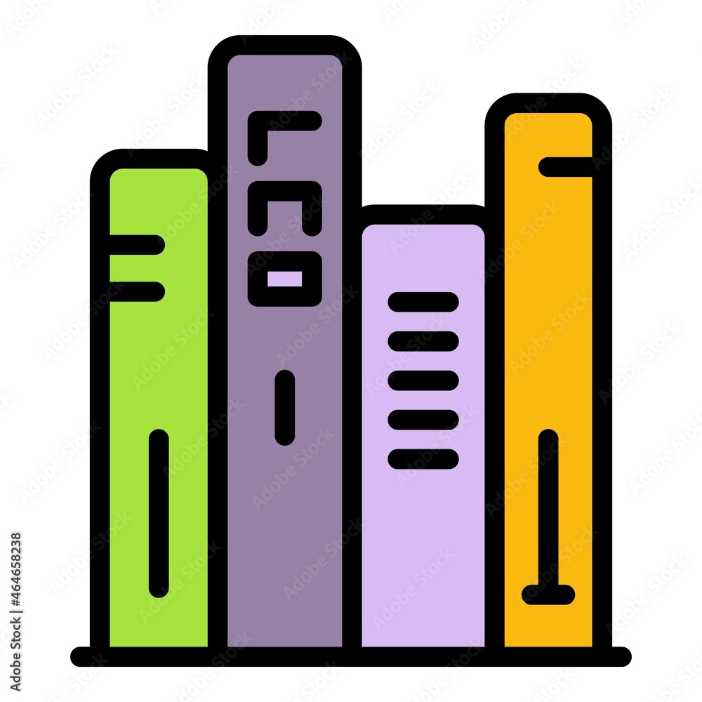 Wall mural book stack icon. outline book stack vector icon color flat isolated - Wall murals