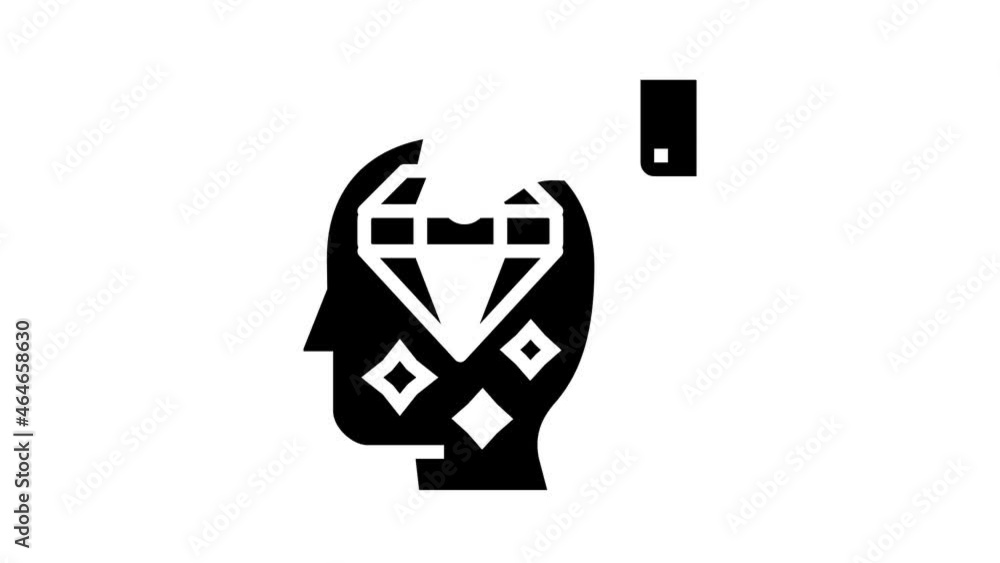 Poster knowledge and mind intelligence glyph icon animation. world knowledge and university diploma, asking