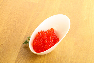 Red caviar in the bowl