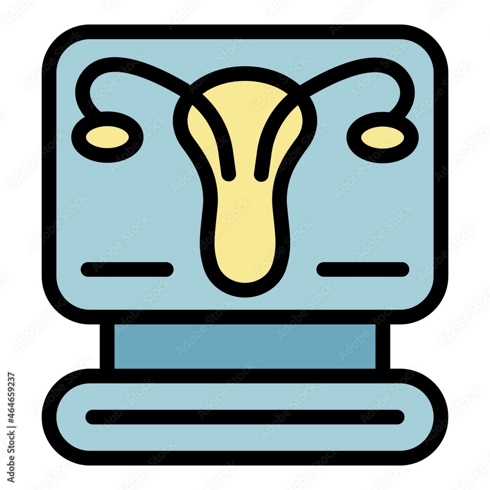 Poster gynecology computer monitor icon. outline gynecology computer monitor vector icon color flat isolate
