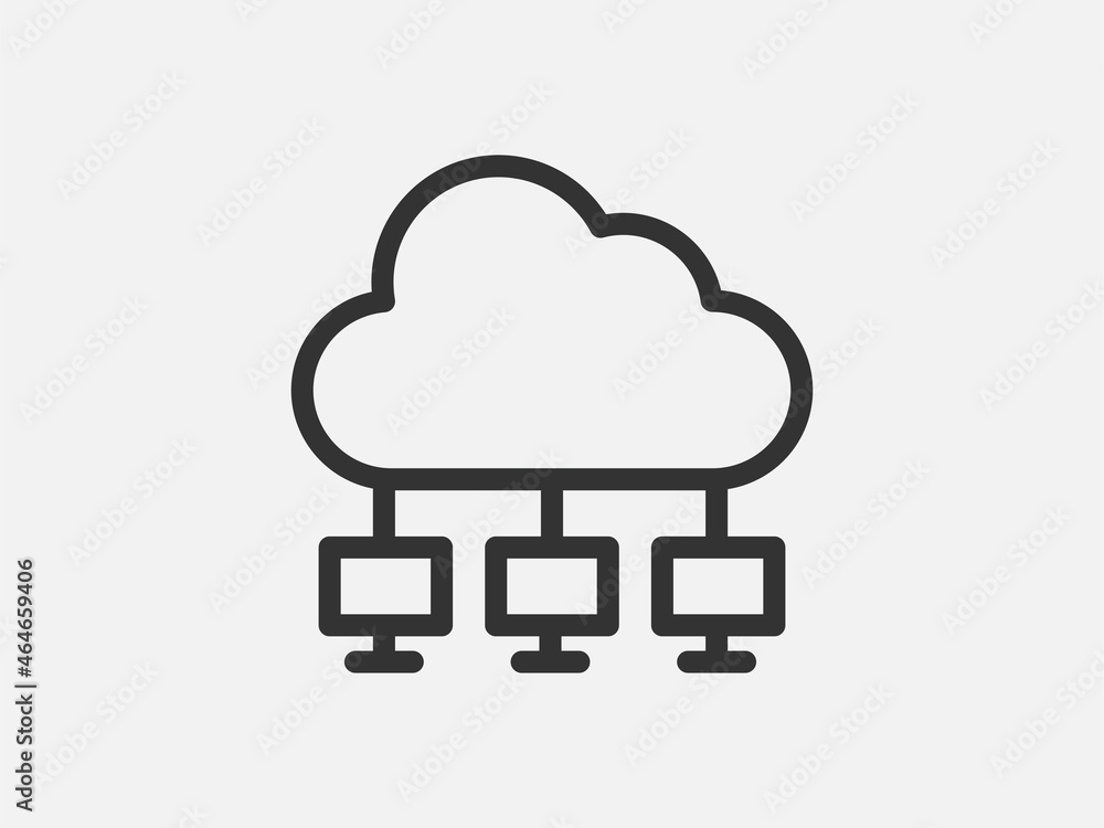 Poster technology icon vector cloud computing connection. big data global server. line design symbol.