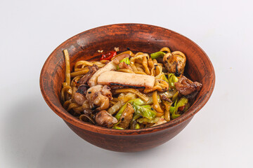 Asian wok udon with seafood
