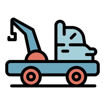 Tow truck help icon. Outline tow truck help vector icon color flat isolated
