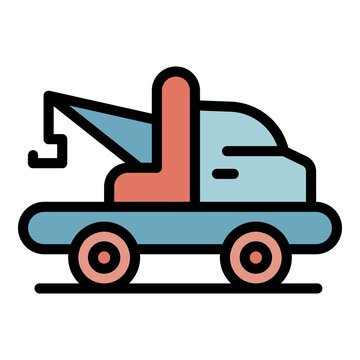 Emergency tow truck icon. Outline emergency tow truck vector icon color flat isolated