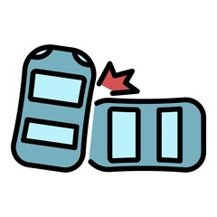 Side car accident icon. Outline side car accident vector icon color flat isolated