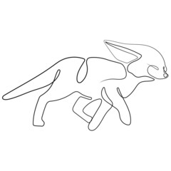 Fox line art icon in vector. Continuous one line drawing of fox silhouette isolated on white background. Fox for company logo identity. Illustration for magazine, background, tattoo.