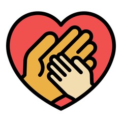 Foster family love icon. Outline foster family love vector icon color flat isolated