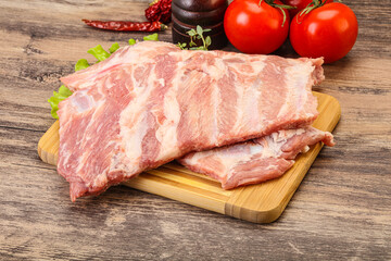 Raw pork ribs for cooking