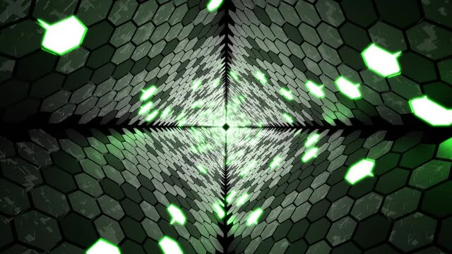 トンネル VJ ナイトクラブ 六角形 サイバー空間 緑 [ループ対応] [別Verあり]