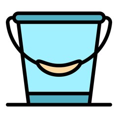 Metal bucket icon. Outline metal bucket vector icon color flat isolated