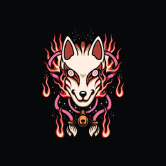 kitsune tattoo vector design