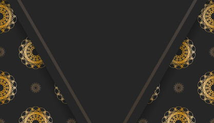 Black background with abstract gold ornament for logo design