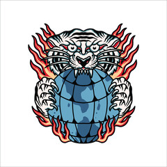 Obraz premium tiger tattoo illustration vector design