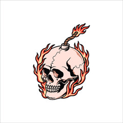 skull tattoo illustration vector design