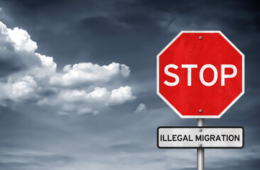 Stop illegal migration - road sign