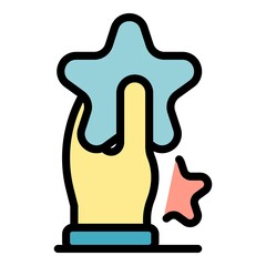 Obraz premium Star in hand icon. Outline star in hand vector icon color flat isolated
