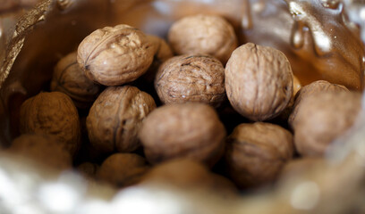 soft focus on healthy walnuts in a bowl  indoors, in Adelaide, South Australia
