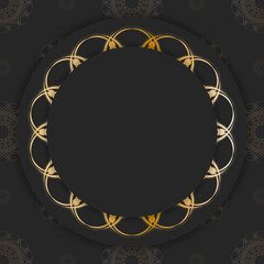 Black leaflet with luxurious gold ornamentation prepared for typography.