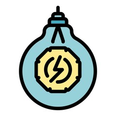 Light bulb innovation icon. Outline light bulb innovation vector icon color flat isolated