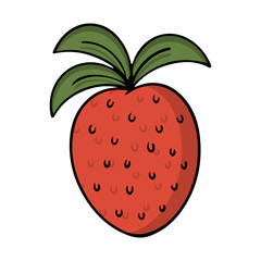 red strawberry hand-drawn drawing, tropical fruit