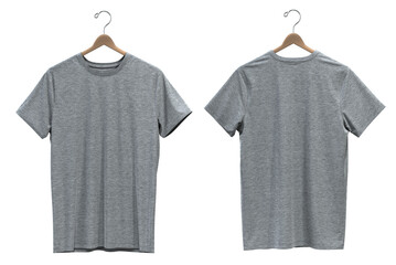(Gray melange ) -- 3D rendered t-shirt on a hanger