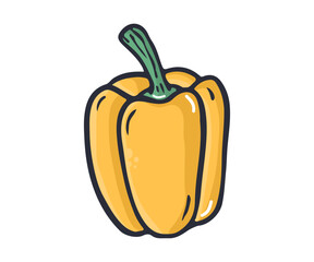 yellow pepper, pepper for vegetarian salad, vegetable, cartoon