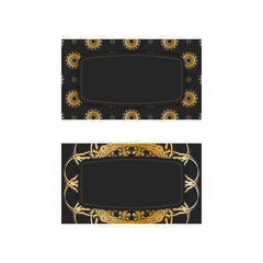 Business card in black with abstract gold ornament for your business.