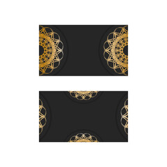 Business card in black color with mandala gold ornament for your personality.