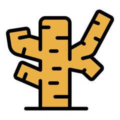 Ginger icon. Outline ginger vector icon color flat isolated