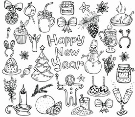 Vector illustrations. New Year's drawings.