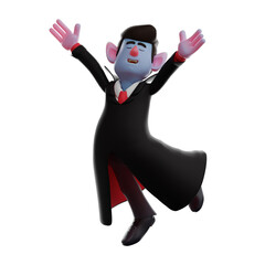 Dracula Vampire 3D Cartoon Illustration showing a happy expression