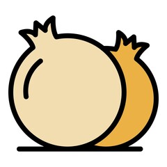 Fresh pomegranate icon. Outline fresh pomegranate vector icon color flat isolated