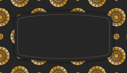 Black background with luxurious gold pattern and logo space