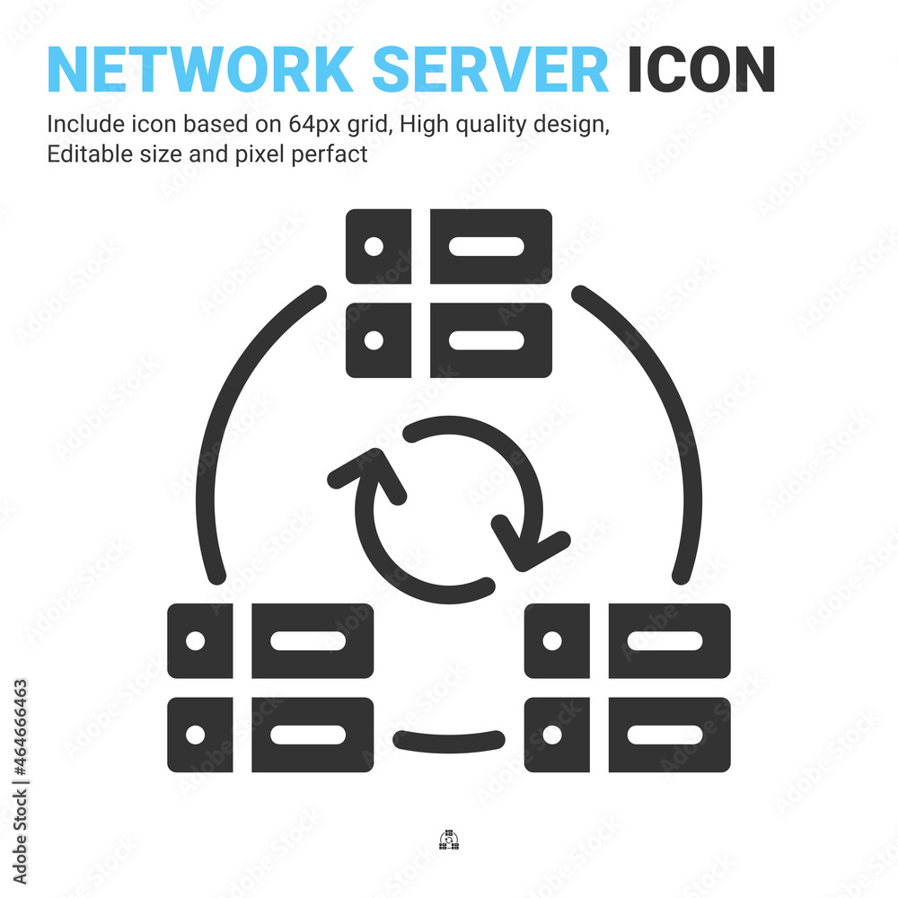 Poster network server icon vector with glyph style isolated on white background. vector illustration networ