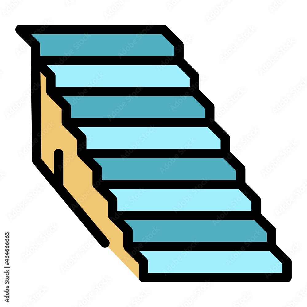 Poster building stairs icon. outline building stairs vector icon color flat isolated