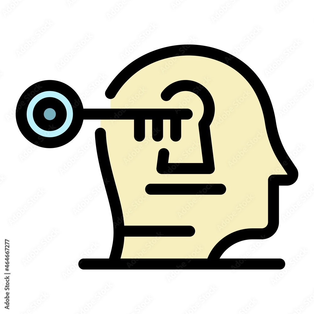 Poster man key idea icon. outline man key idea vector icon color flat isolated