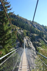 Fototapeta na wymiar Titter suspension bridge between Bellwald and Fiesch in Valais, Switzerland