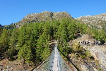 Titter suspension bridge between Bellwald and Fiesch in Valais, Switzerland
