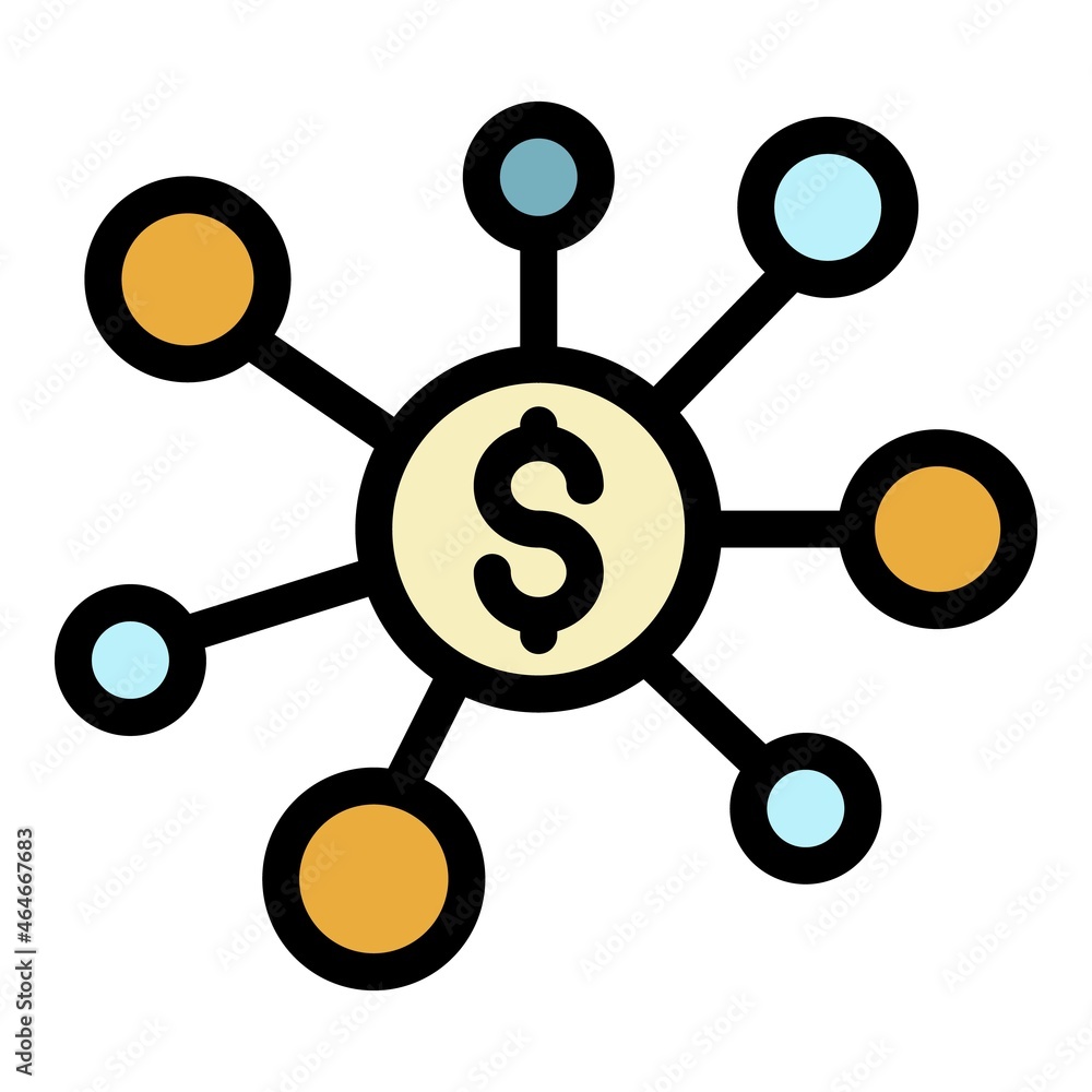 Poster finance scheme icon. outline finance scheme vector icon color flat isolated