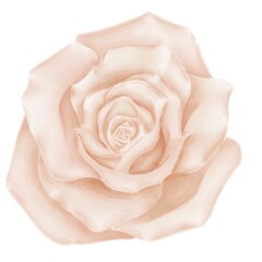 Watercolor, flower illustration, beige roses on white background, isolated decorative element