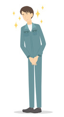 爽やかにお辞儀をする男性業者