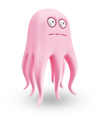 Octopus character with different emotions and colors on white background
