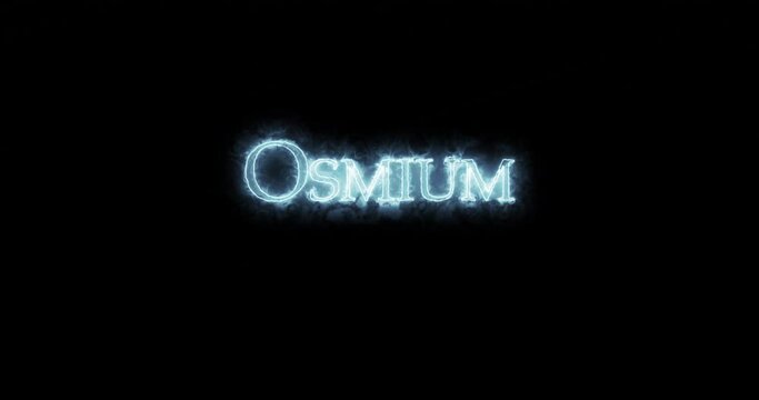 Osmium, chemical element, written with fire. Loop