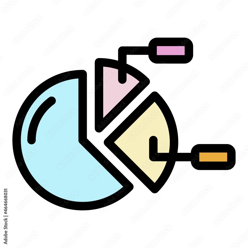 Aufkleber pie chart icon. outline pie chart vector icon color flat isolated