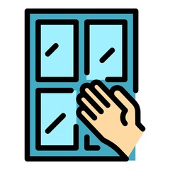 Take house window icon. Outline take house window vector icon color flat isolated