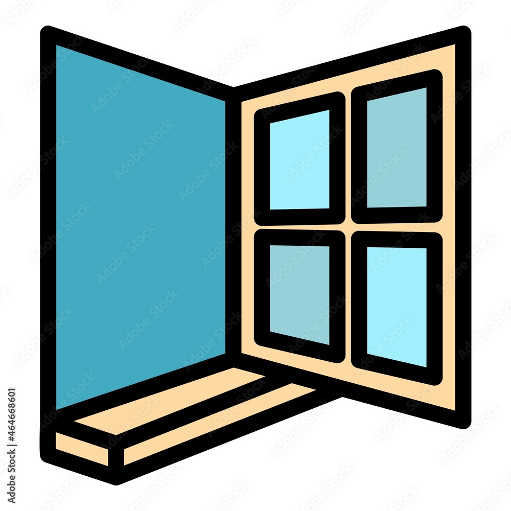 Aufkleber open house window icon. outline open house window vector icon color flat isolated